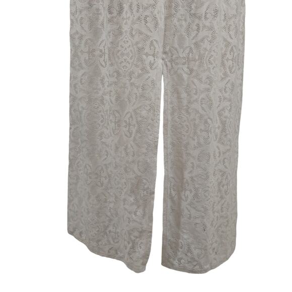 AUW Womens White Lace Halter Square Neck Strap Casual Midi Maxi Dress M Medium - Picture 8 of 12
